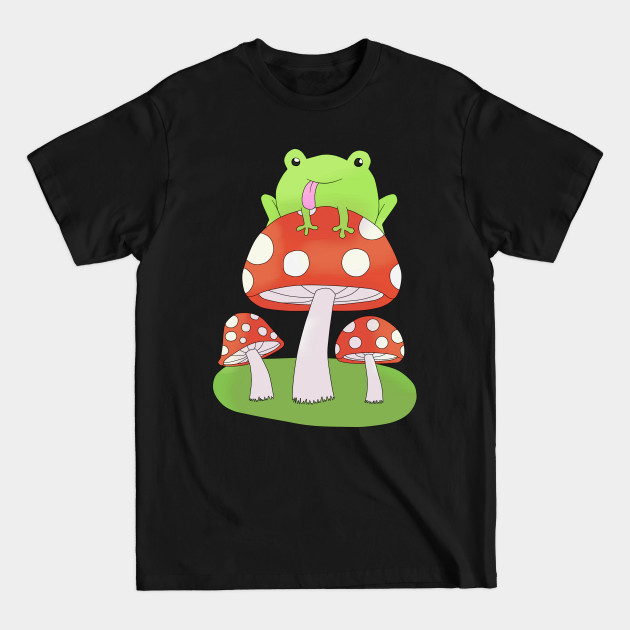 Disover Frog on a mushroom - Cute Frog - T-Shirt