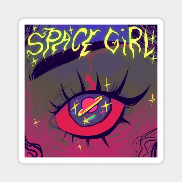 Space girl Magnet by snowpiart