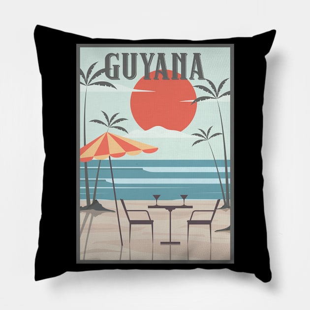 Guyana honeymoon retro Pillow by NeedsFulfilled