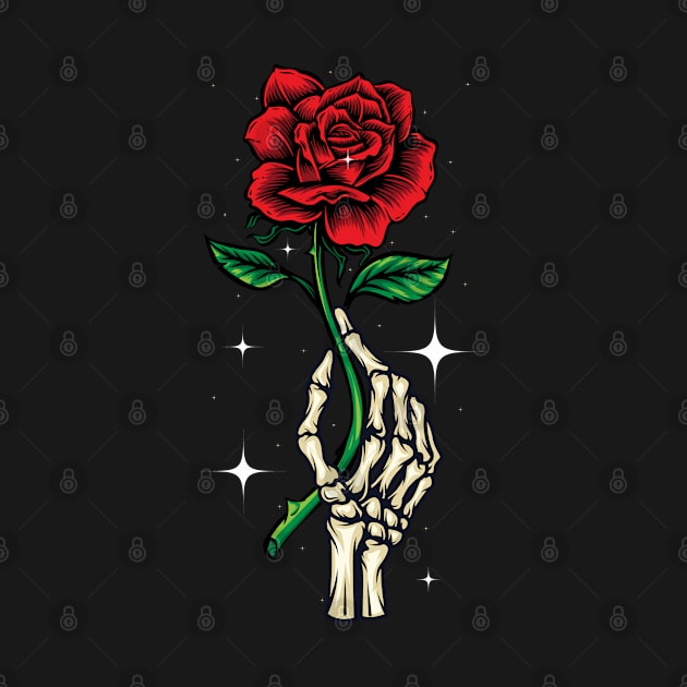 Halloween Skeleton Hand Holding a Red Rose Skeleton Hand Peace Sign by SHB-art