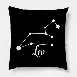 Leo Zodiac Constellation in White Pillow