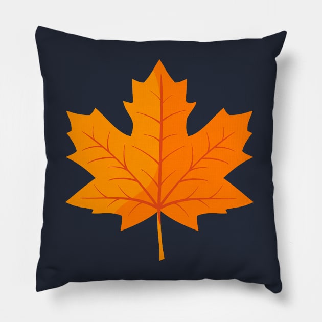 Orange Maple Autumn Leaf Pillow by RageRabbit