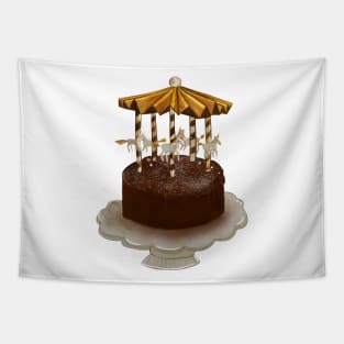 Carousel Cake Illustration Tapestry