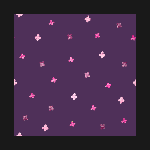 Simple Pink Flower Pattern on Purple by OneLook