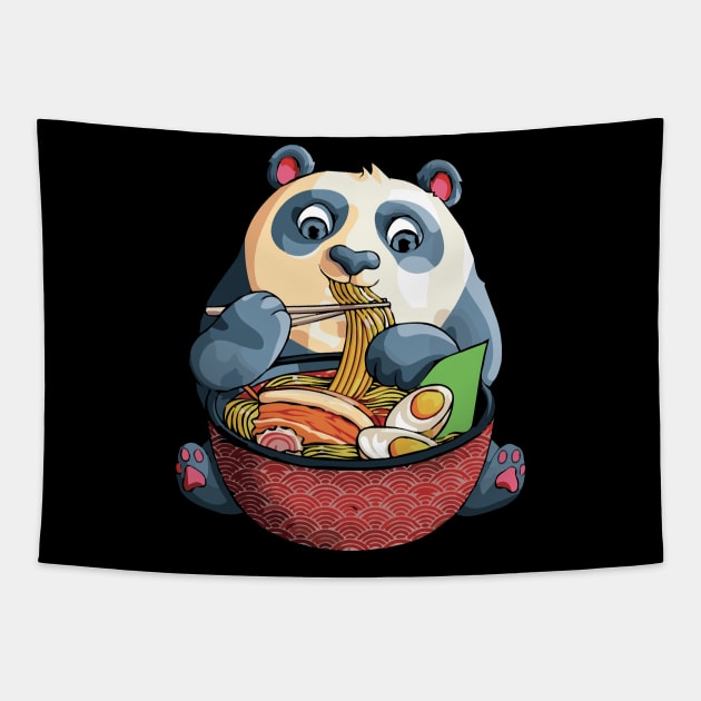 Kawaii Panda Noodles Cute Anime Panda Ramen Otaku Weeaboo Tapestry by ScrewpierDesign