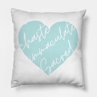 3 Hearts - Joseph, Mary, Jesus (Blue) Pillow