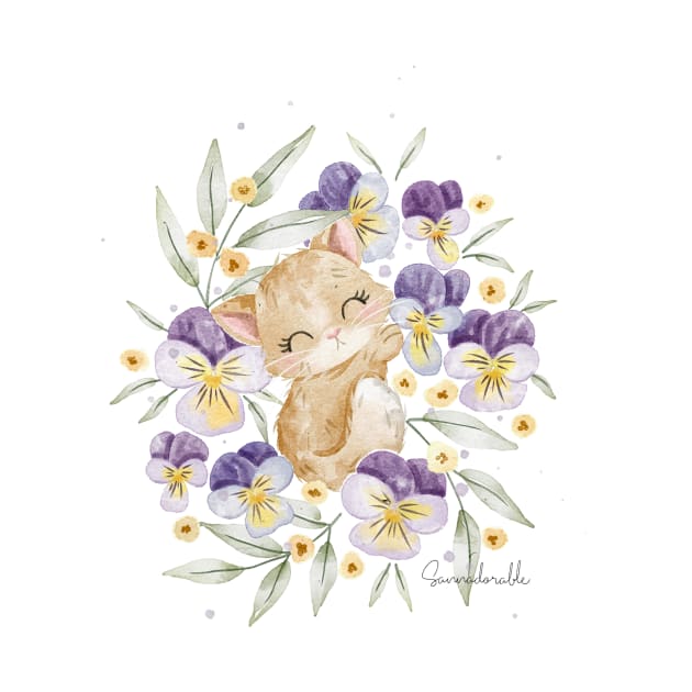 Flowerbed cat by sannadorable