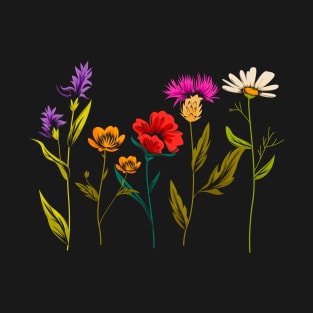 Wildflowers - Colorful Wildflower Floral Art T-Shirt