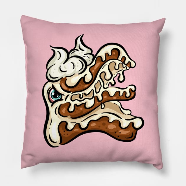 Monster Lowbrow Chocolate Cake Slice Cartoon Freaky Character Pillow by Squeeb Creative