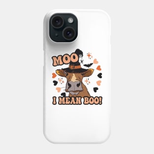 Cow Moo I Mean Boo Pumpkin Moon Halloween Bleached Funny Phone Case