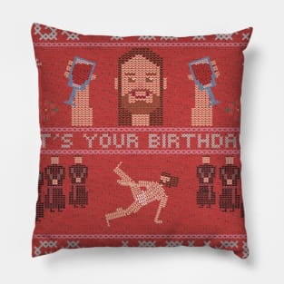 Jesus Birthday Ugly Sweater Pillow