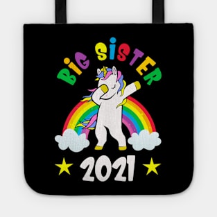 Big Sister 2021 Dabbing Unicorn Girls Gift Idea Tote