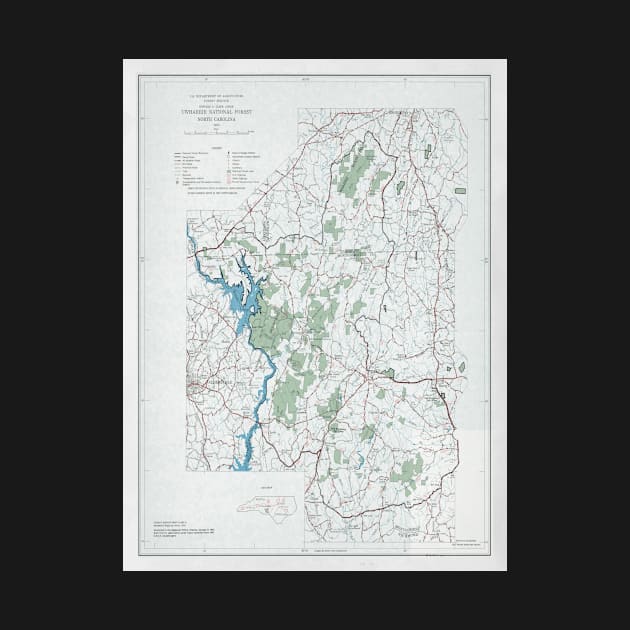 Old Uwharrie National Forest Map (1970) Vintage North Carolina Woodland Reserve Atlas by Bravuramedia