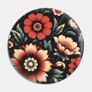 Red Floral Illustration Pin