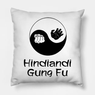 Hindiandi Gung Fu Yin Yang with Black Caption Pillow