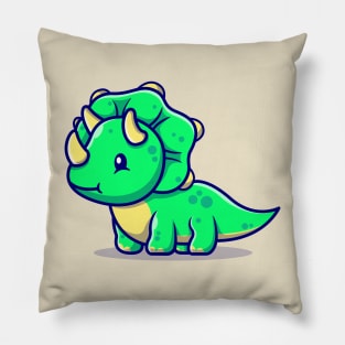 Cute Baby Triceratops Cartoon Pillow