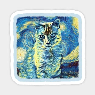 Furry Cat Van Gogh Style Magnet