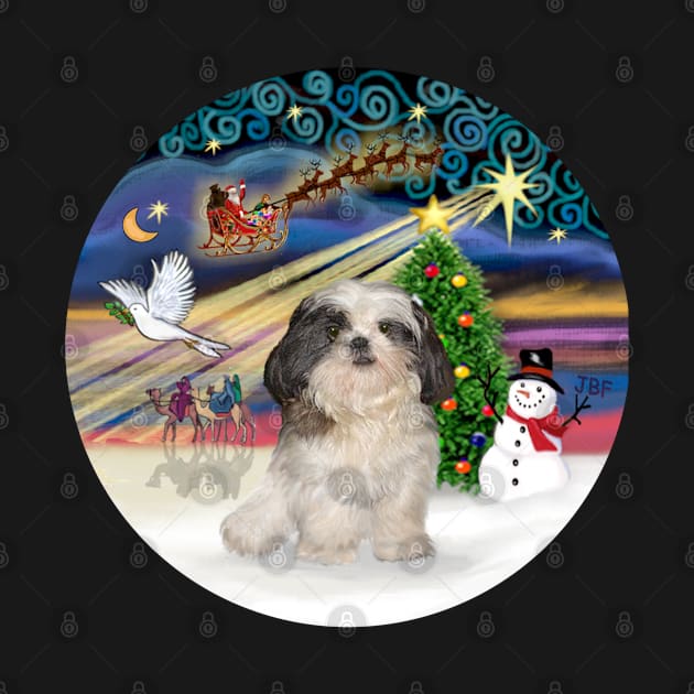 "Christmas Magic" with a Black and White Shih Tzu by Dogs Galore and More