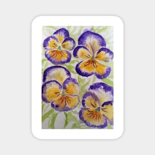Viola Watercolor Purple Edged Yellow Floral Pattern Magnet