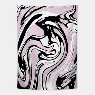 Black, White and Pink Graphic Paint Swirl Tapestry