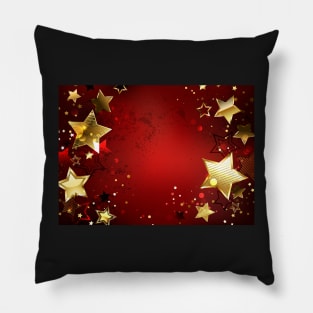 Red Background with Gold Stars Pillow