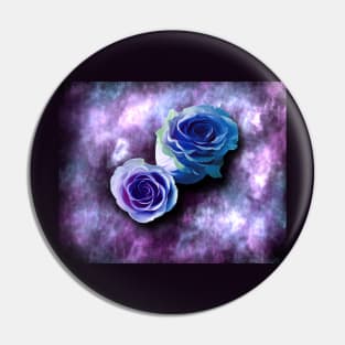 Purple and Blue Roses Pin