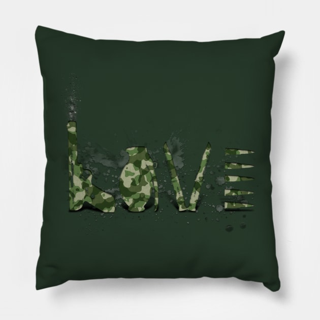 Love and War - Army Pillow by doomthreads