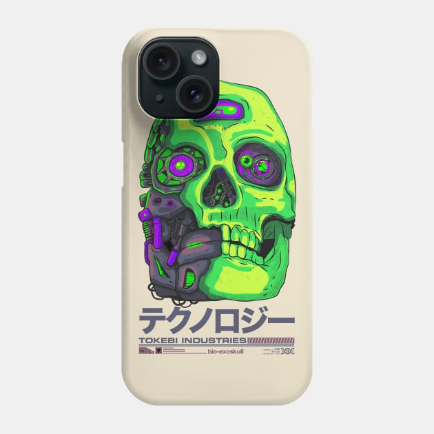 Cybernetic Cyberpunk Futuristic Skull Phone Case by TOKEBI