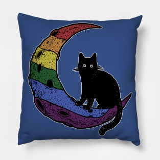 Rainbow Cat Moon LGBT Gay Pride Flag Pillow