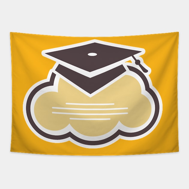 Cloud Report Sticker Logo Design. Vector illustration sticker icon with the concept of a cloud computing system for document management services. Tapestry by AlviStudio