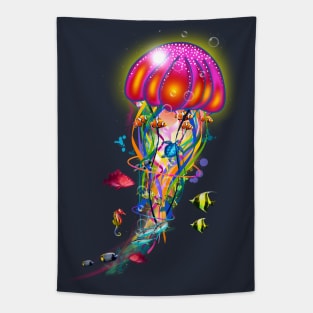 Jellyfish Nature Sea Life Tapestry