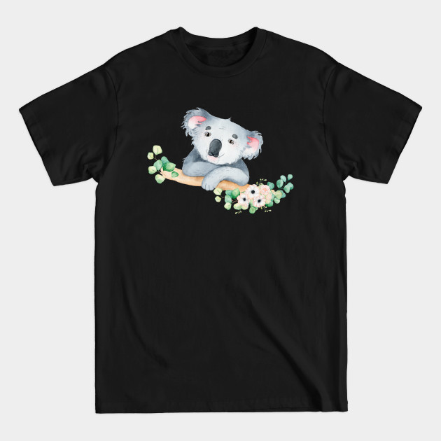 Disover Koala in watercolor with leaves and flowers - Koala - T-Shirt