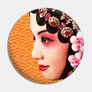 Chinese Opera Star with Orange and Yellow Cloud Pattern- Hong Kong Retro Pin