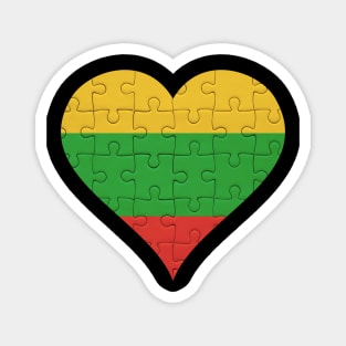 Lithuanian Jigsaw Puzzle Heart Design - Gift for Lithuanian With Lithuania Roots Magnet