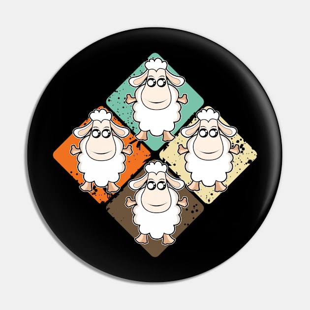 Retro Colorful Sheep Pin by Imutobi