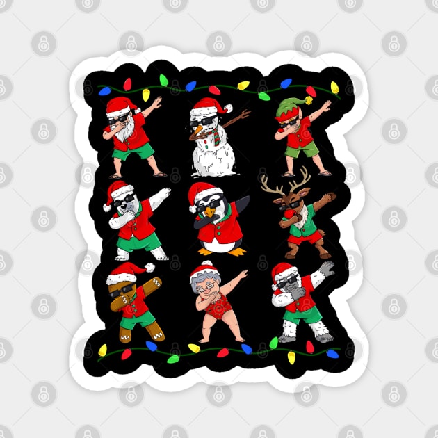 Dabbing Santa And Friends Christmas In July Xmas Magnet by StarMa