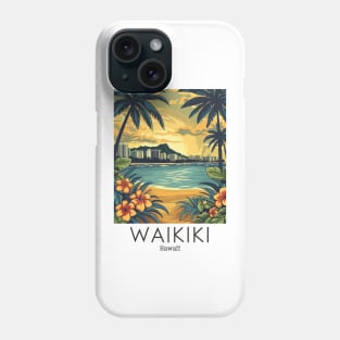 A Vintage Travel Illustration of Waikiki - Hawaii Phone Case