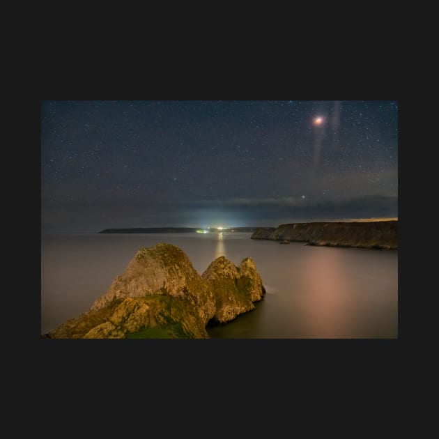 Super Blood Wolf Moon over Three Cliffs Bay, Gower by dasantillo