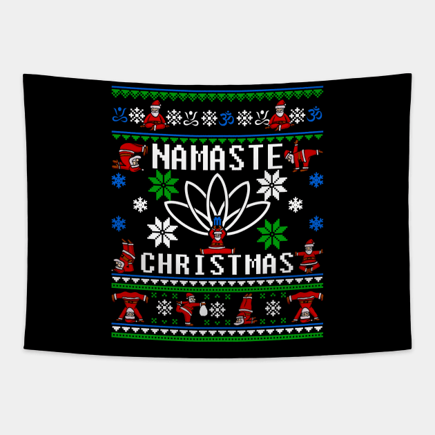 Namaste Ugly Christmas Sweater Yoga Christmas Jumper Tapestry