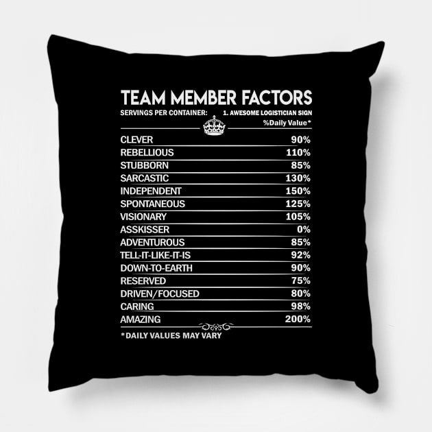 Team Member T Shirt - Daily Factors 2 Gift Item Tee Pillow by Jolly358