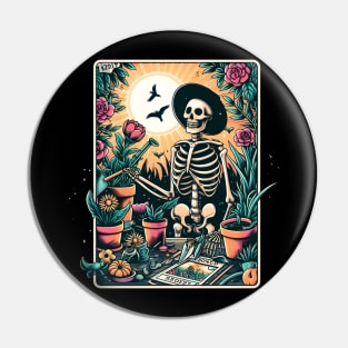 Gardener Skeleton Plant Lover Tarot Card , Gardener Plant Mom Pin