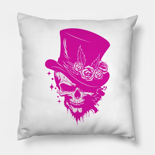 Pink Skull Art Pillow by Bellinna