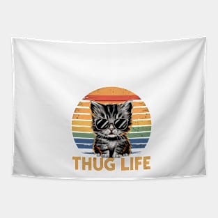 "Sunset Kitty: THUG LIFEStyle" - Cat, Rapper, Gangster Tapestry