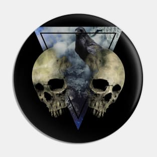 Occult triangle twin Mystic smoky Skull Pin