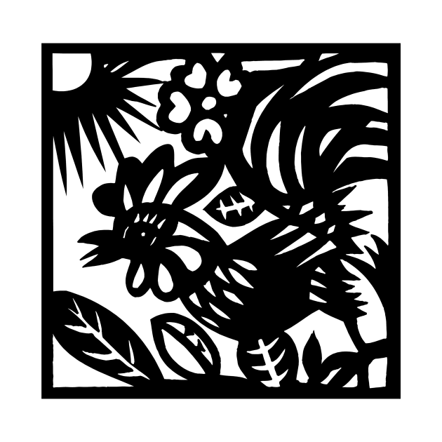 12 Zodiac Animal Signs Paper Cutting Rooster by skstring