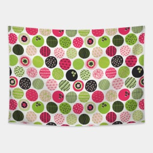 Green and Pink Dots Tapestry