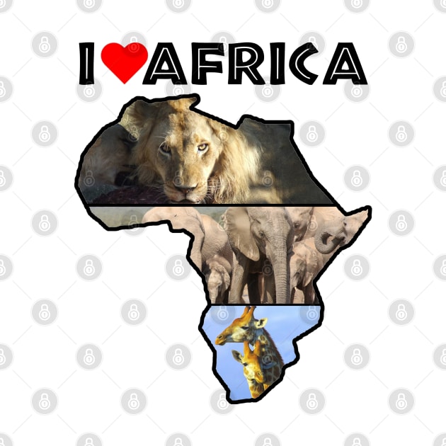 I Love Africa Wildlife Collage Map by PathblazerStudios