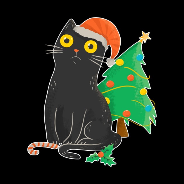 Intense Gaze Black Cat - Christmas by zorrorojo