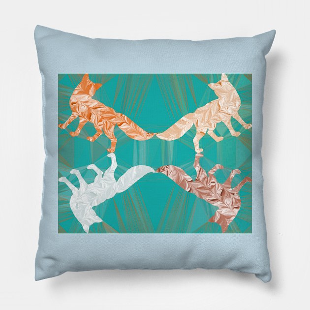 Red Fox Snow Fox Marbled Pillow by MarbleCloud