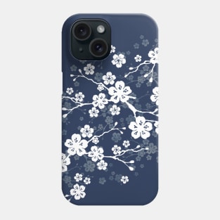 Navy blue cherry blossom Phone Case